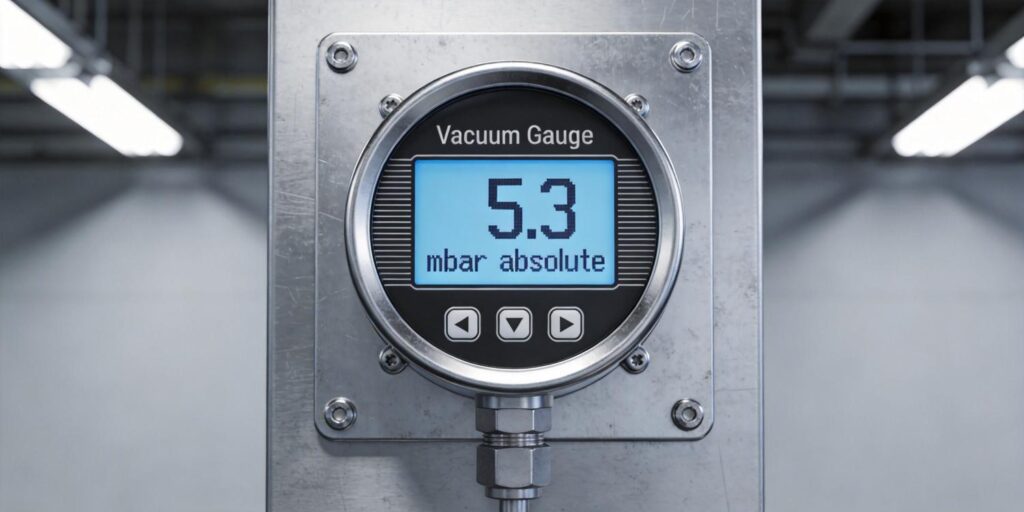 Digital vacuum gauge displaying absolute pressure value