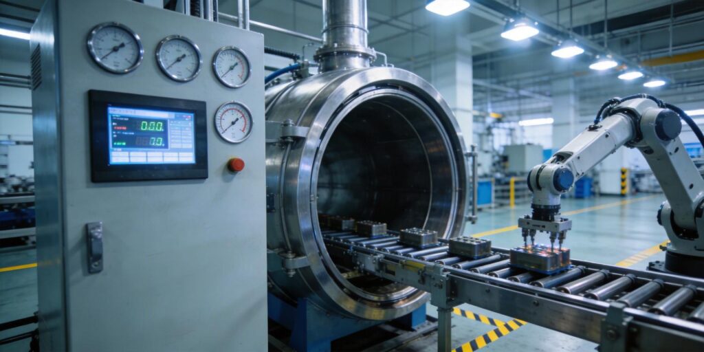 Vacuum gauge integrated into automated production line