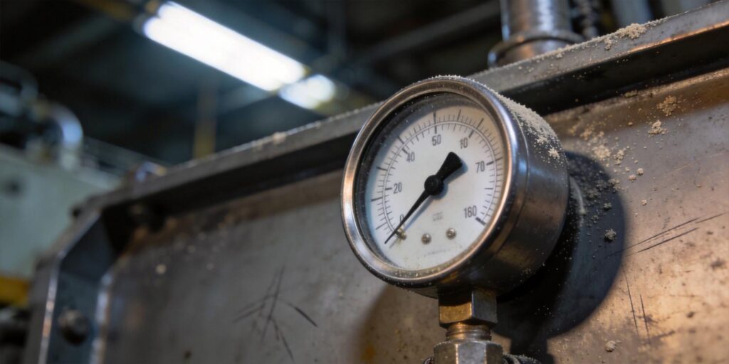 Cold cathode vacuum gauge mounted on industrial chamber