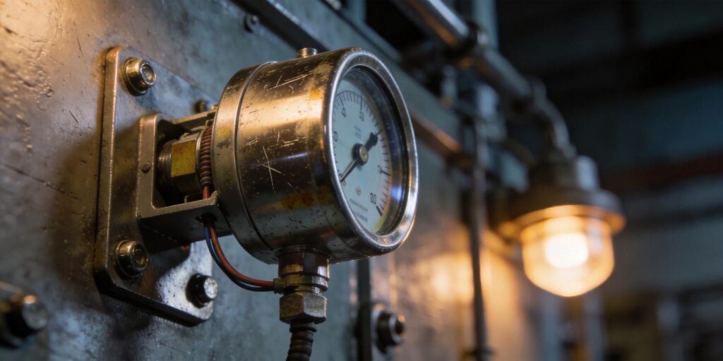 Cold cathode vacuum gauge installed on industrial vacuum chamber