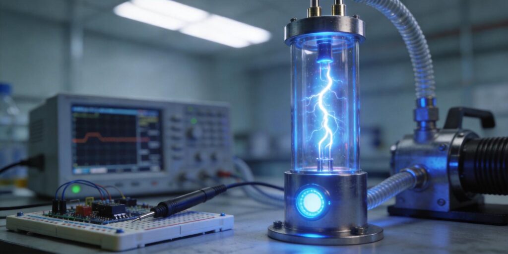 Cold cathode vacuum gauge starting up with LED indicator