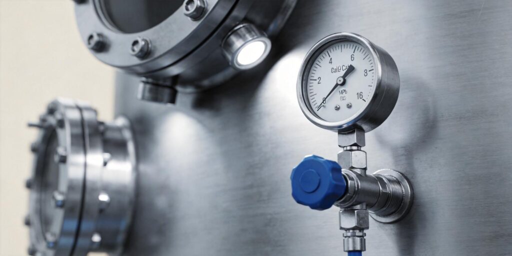 Cold cathode vacuum gauge mounted on high vacuum chamber