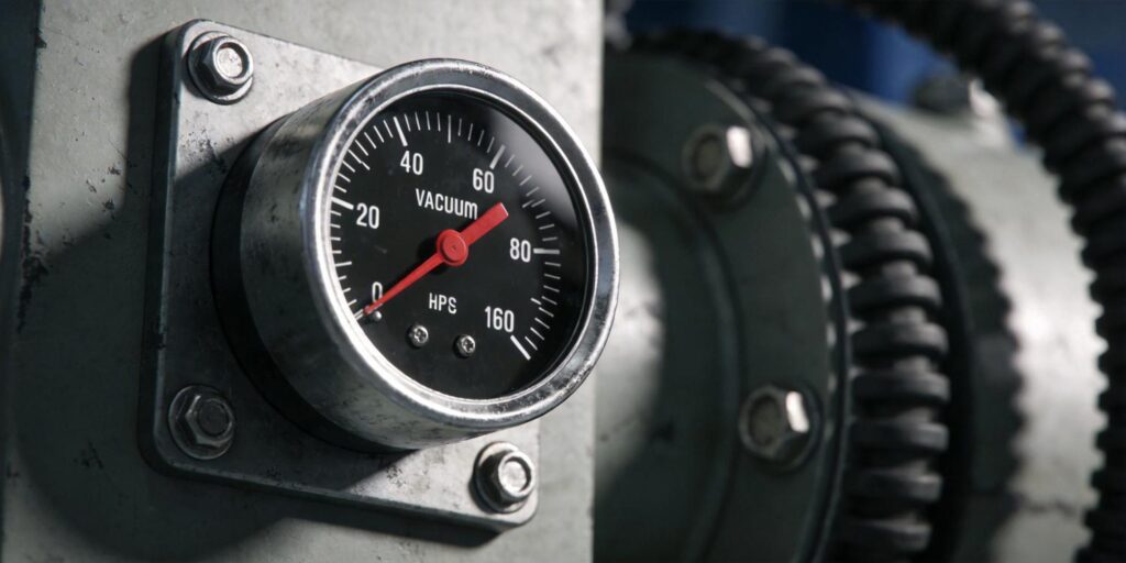 Cold cathode vacuum gauge mounted on industrial equipment