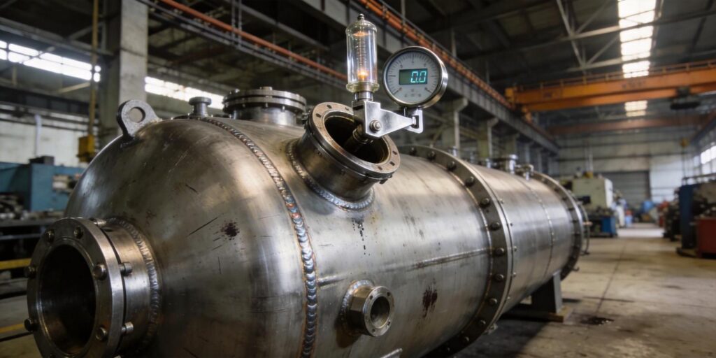 Cold cathode vacuum gauge mounted on industrial system