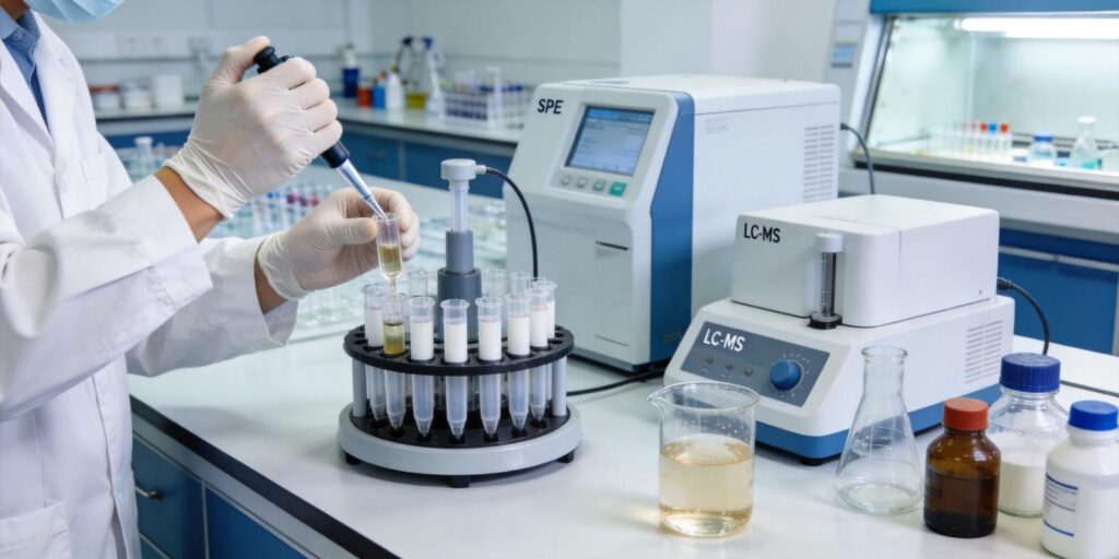 SPE cartridge cleaning cosmetic sample extract