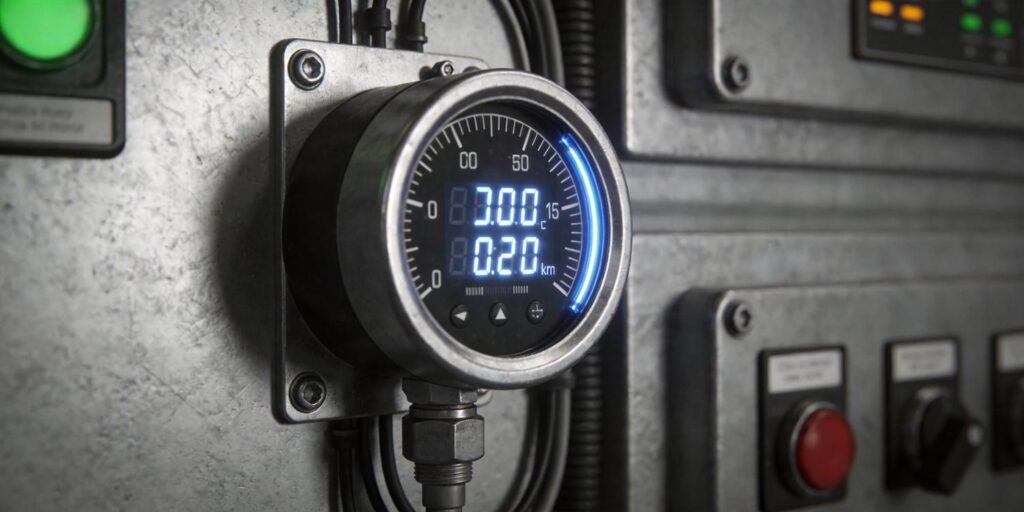 Cold cathode vacuum gauge mounted on industrial system