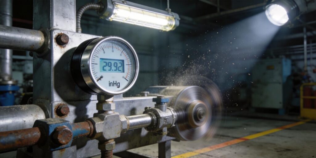 Vacuum gauge installed in industrial environment