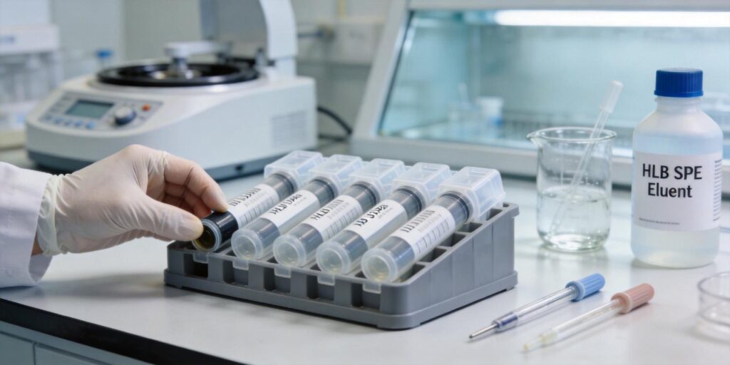 pharmaceutical scientist using HLB SPE cartridge