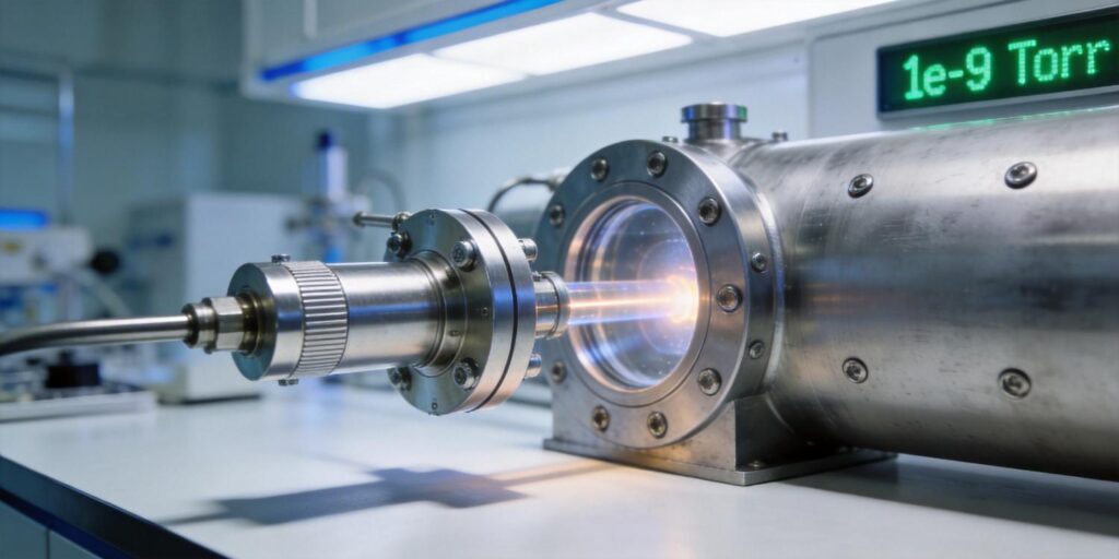 Cold cathode gauge installed on ultra-high vacuum chamber