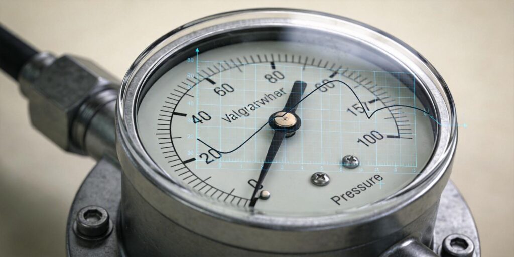 Vacuum gauge with graphical logarithmic scale overlay