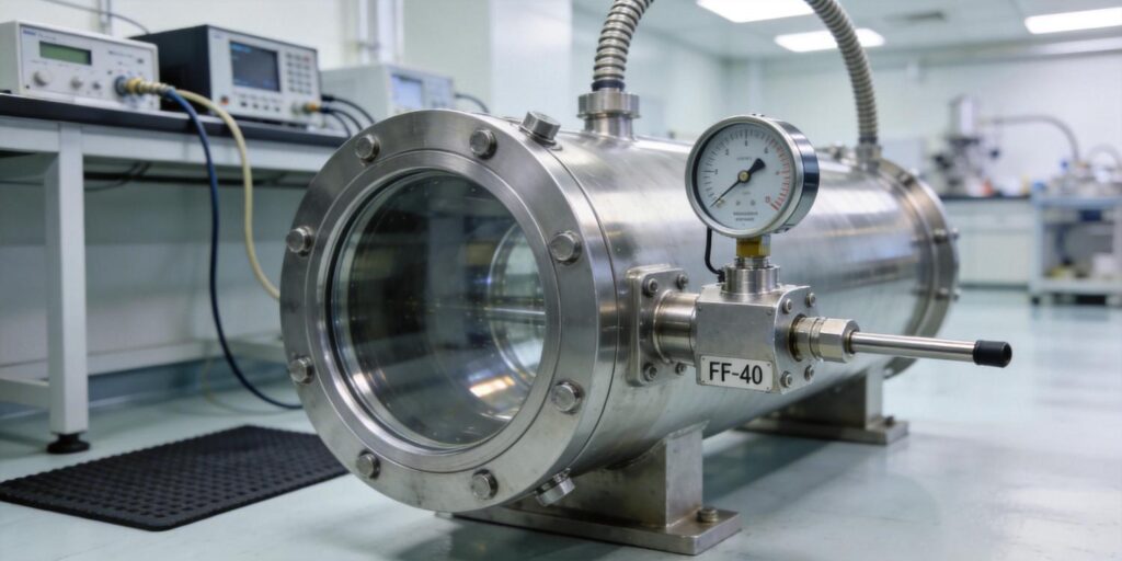 Cold cathode vacuum gauge mounted on mass spectrometer system