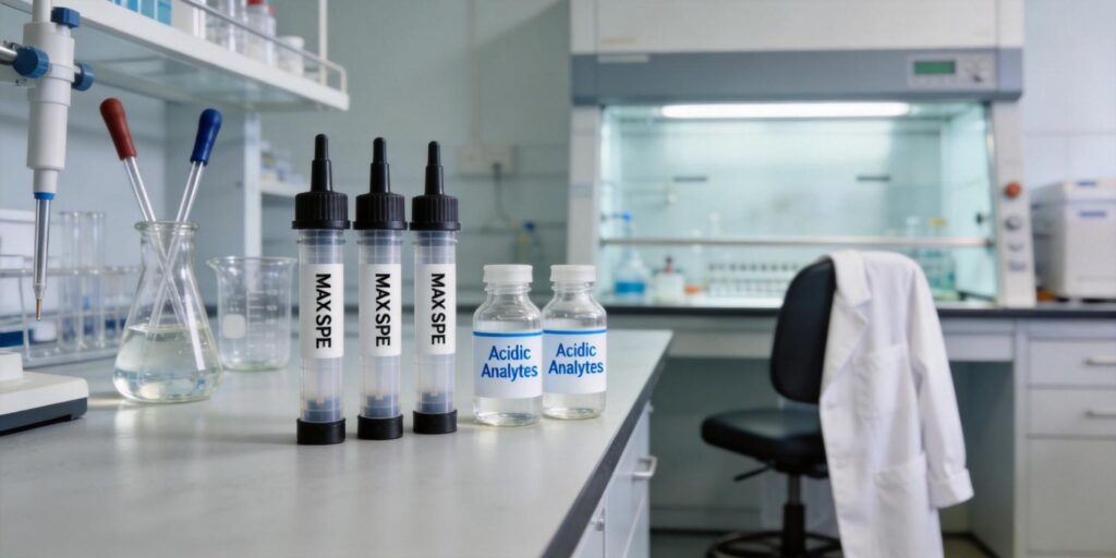 MAX SPE cartridges used for acidic compound extraction