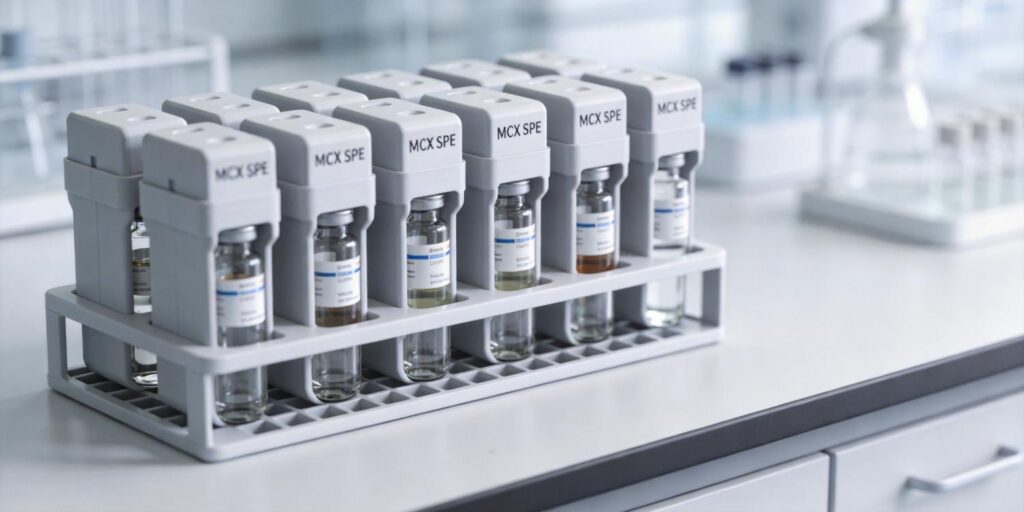 MCX SPE cartridges used in pharmaceutical drug analysis