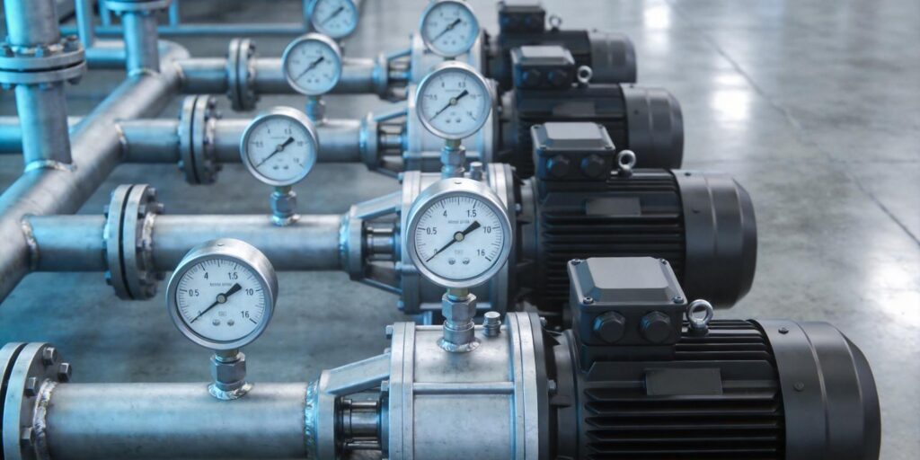 Vacuum gauges installed across multi-stage pump system