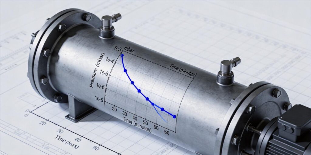 Pump-down curve graph associated with vacuum chamber