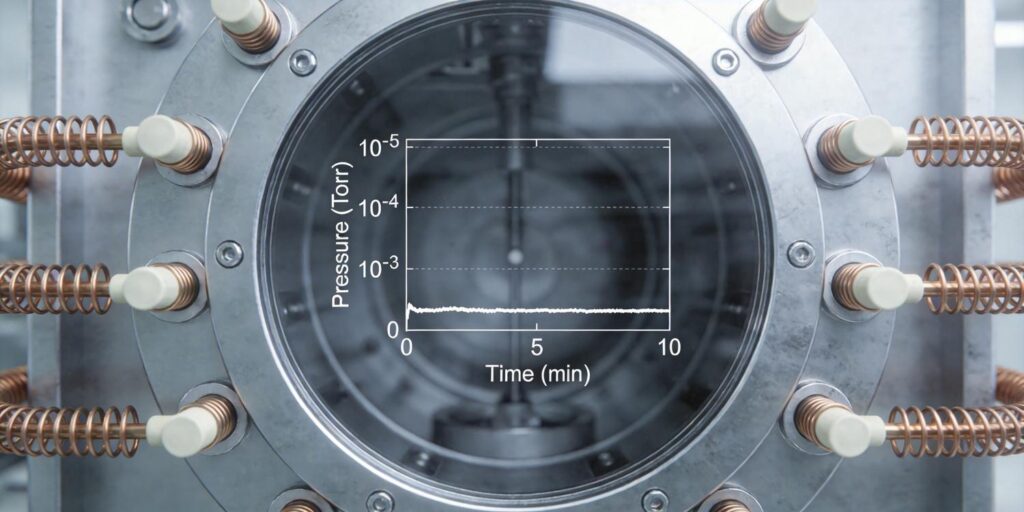 Vacuum chamber showing pressure stabilization during outgassing phase