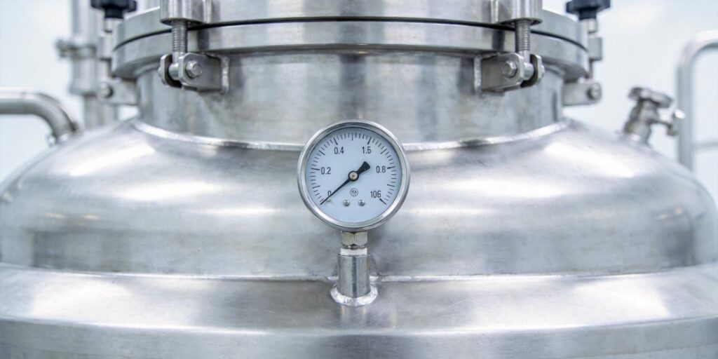Vacuum gauge mounted on pharmaceutical freeze dryer chamber
