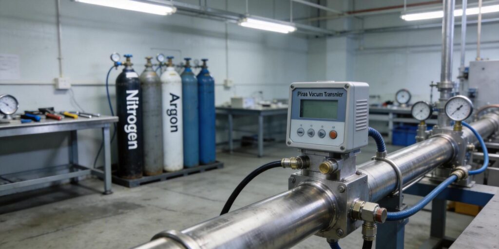 Pirani vacuum transmitter connected to industrial gas vacuum system