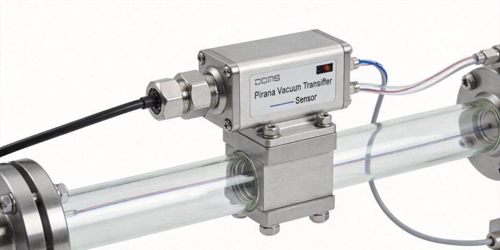 Pirani vacuum transmitter installed on laboratory vacuum pipeline