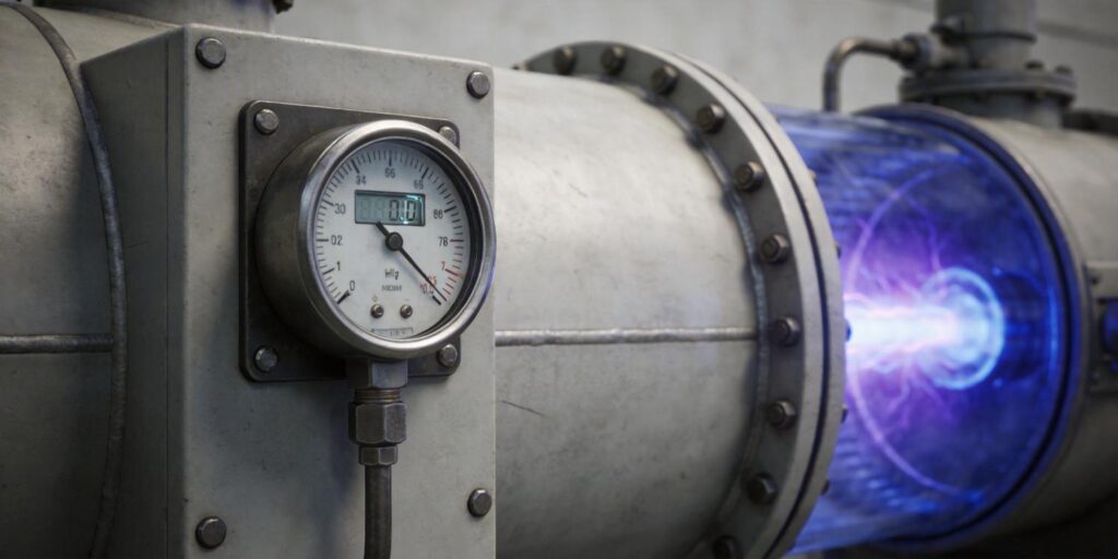 Vacuum gauge attached to plasma processing chamber