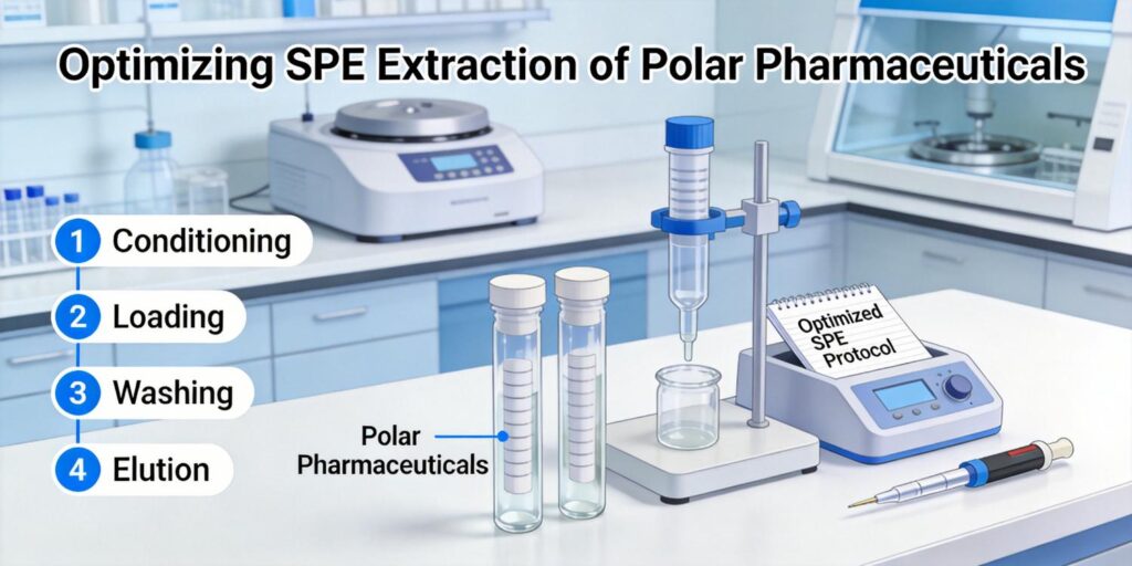 laboratory optimizing SPE recovery for polar pharmaceuticals