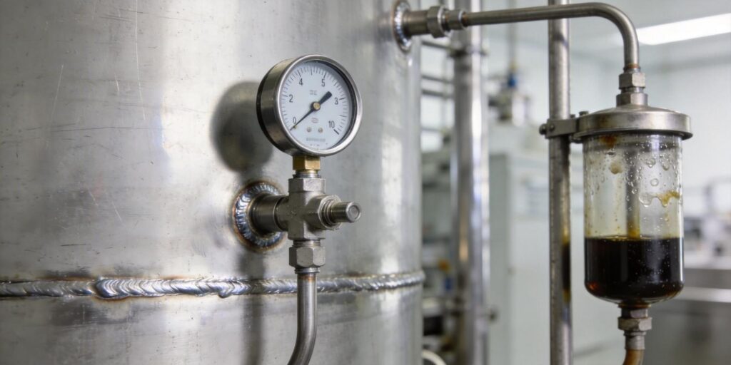 Cold cathode vacuum gauge installed on industrial vacuum system