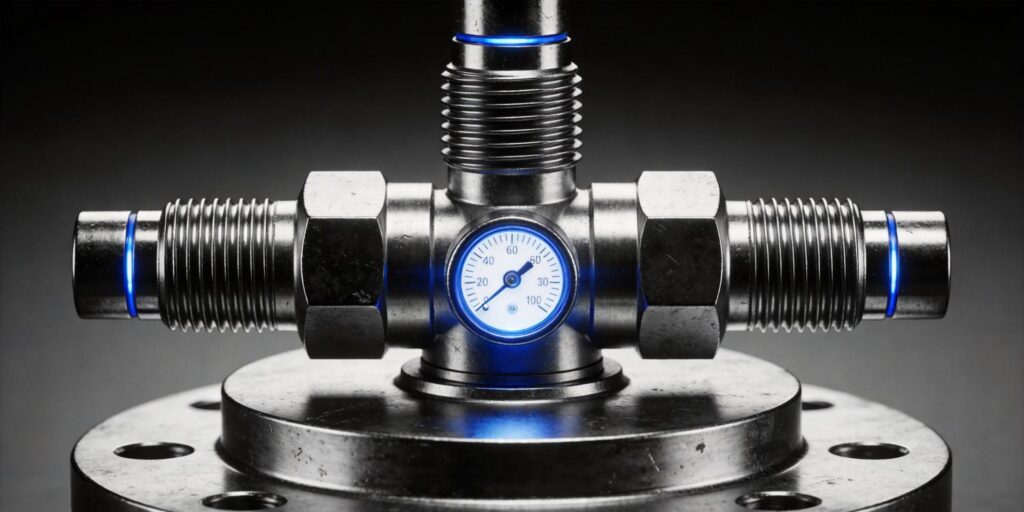 Cold cathode vacuum gauge connector and flange detail