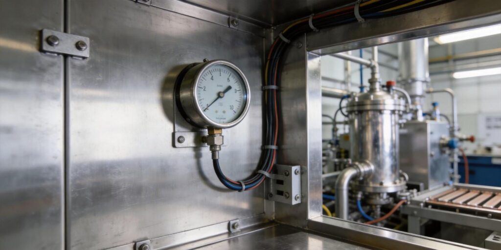 Vacuum gauge installed on PVD coating chamber wall