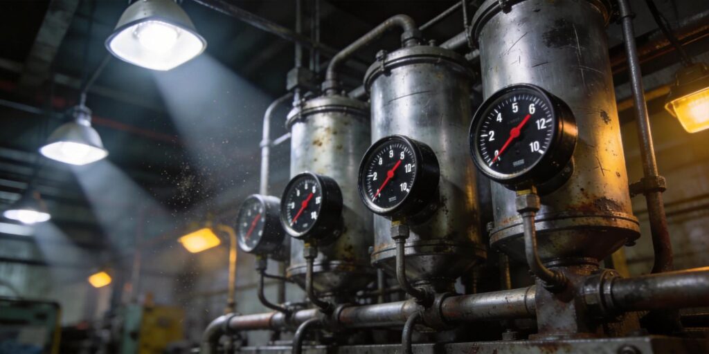 Vacuum gauges installed on industrial production vacuum line