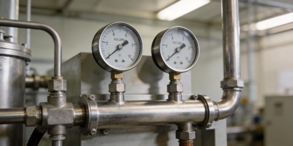 Dual vacuum gauges installed on critical industrial vacuum system