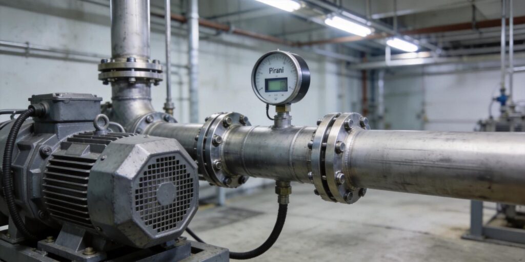 Pirani vacuum gauge installed on roughing pump line