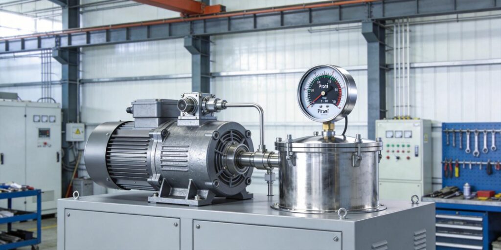 Pirani vacuum transmitter installed on roughing line