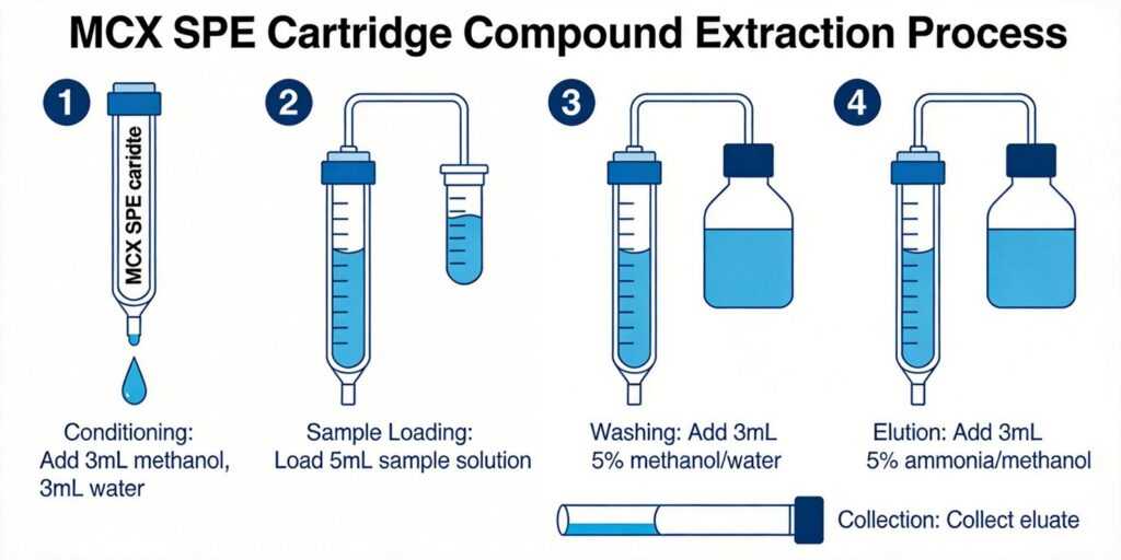 MCX SPE cartridge extracting basic analytes