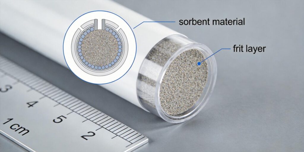 SPE cartridge sorbent bed close up