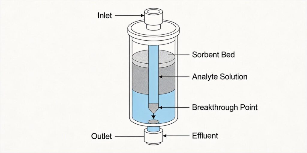 diagram showing analyte breakthrough in SPE cartridge