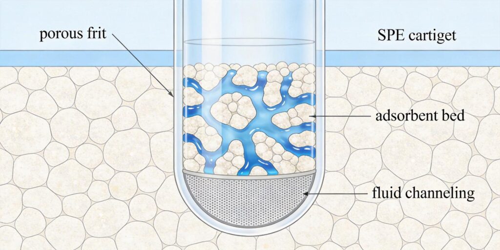 diagram showing channeling in SPE cartridge