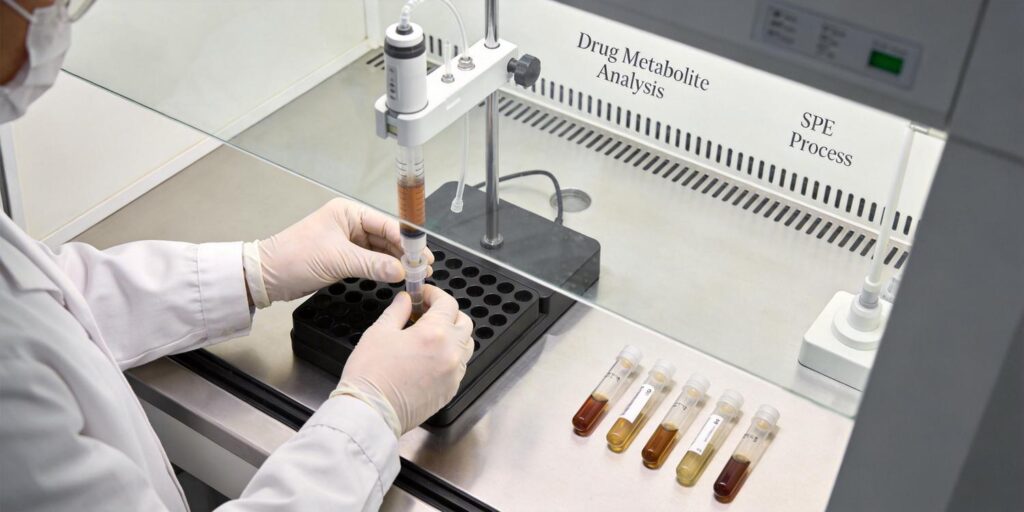 scientist preparing drug metabolism samples using SPE