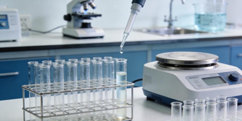 elution solvent flowing from SPE cartridge into vial