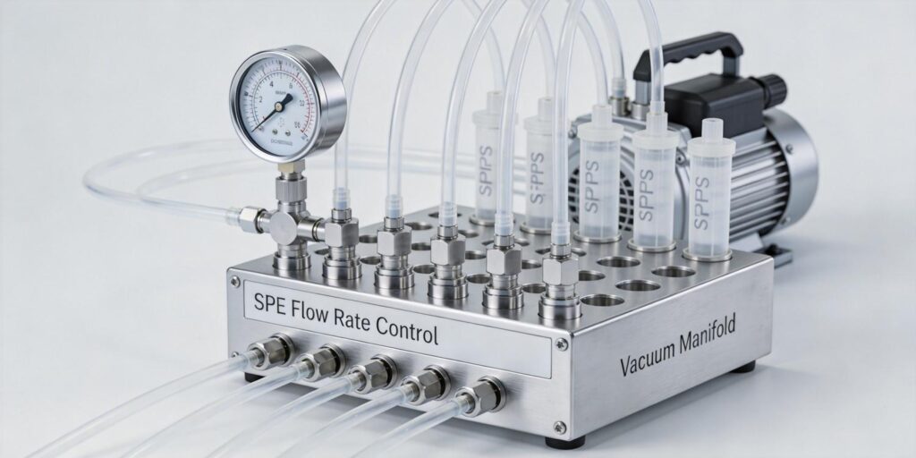 vacuum manifold controlling SPE cartridge flow