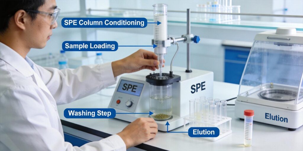 SPE extraction in food safety laboratory
