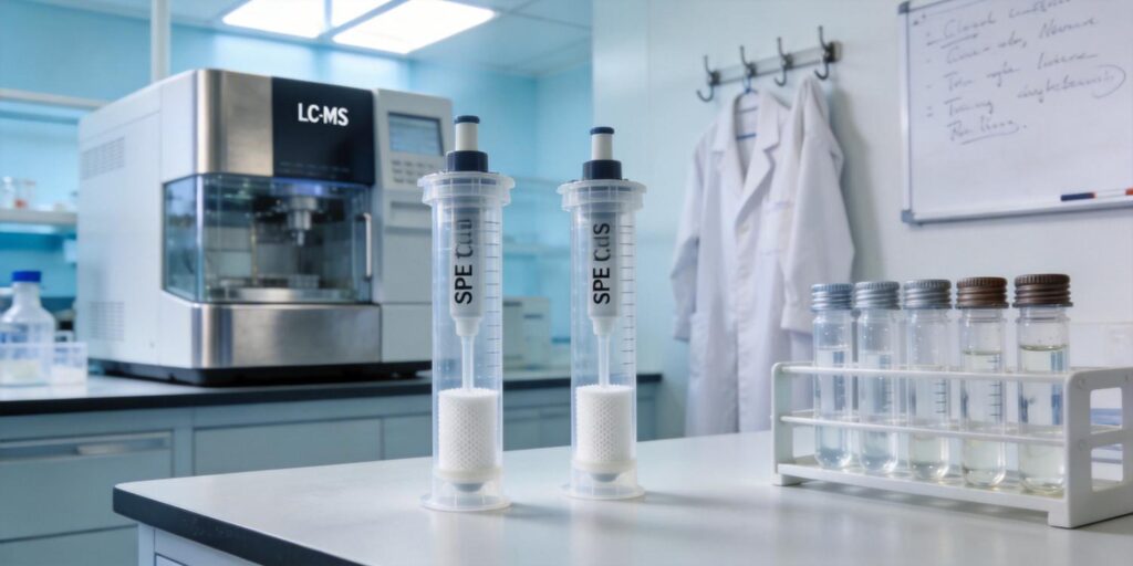 SPE cartridge preparation for LC MS analysis