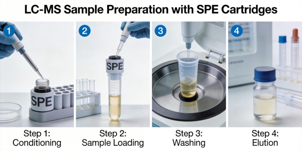 SPE cleanup before LC MS analysis
