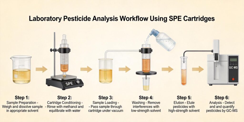 laboratory performing SPE extraction for pesticide testing