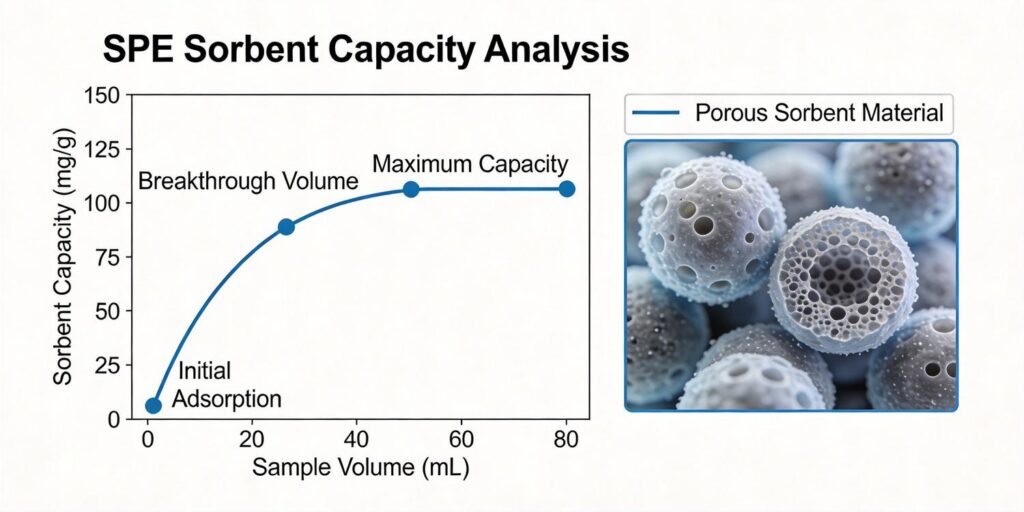 diagram showing sorbent capacity inside SPE cartridge