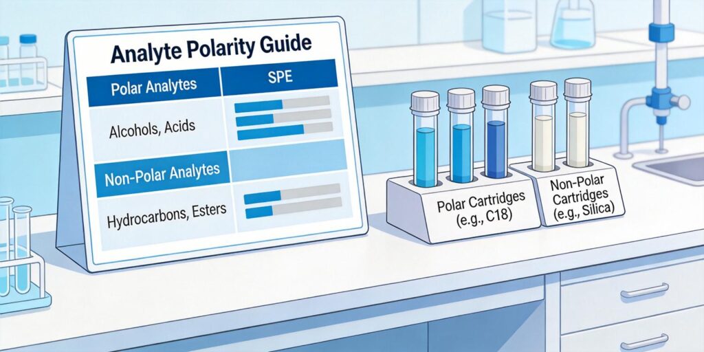 chart illustrating SPE sorbent selection based on polarity