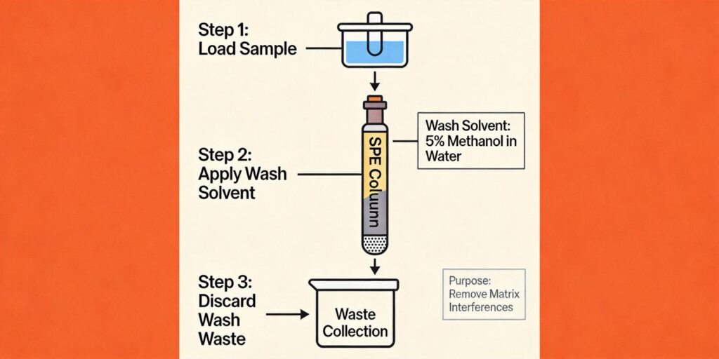 SPE wash step during extraction workflow