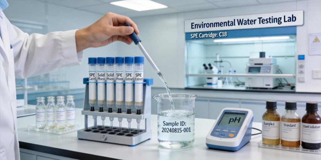 water sample extraction using SPE cartridge