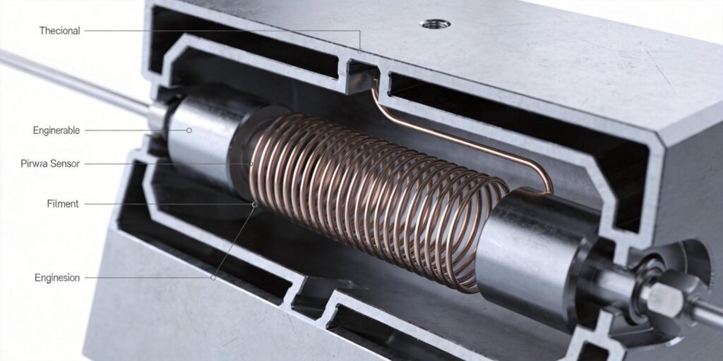 Internal filament of thermostatic Pirani vacuum gauge