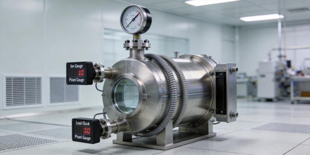 Vacuum gauge installed on thin film coating chamber
