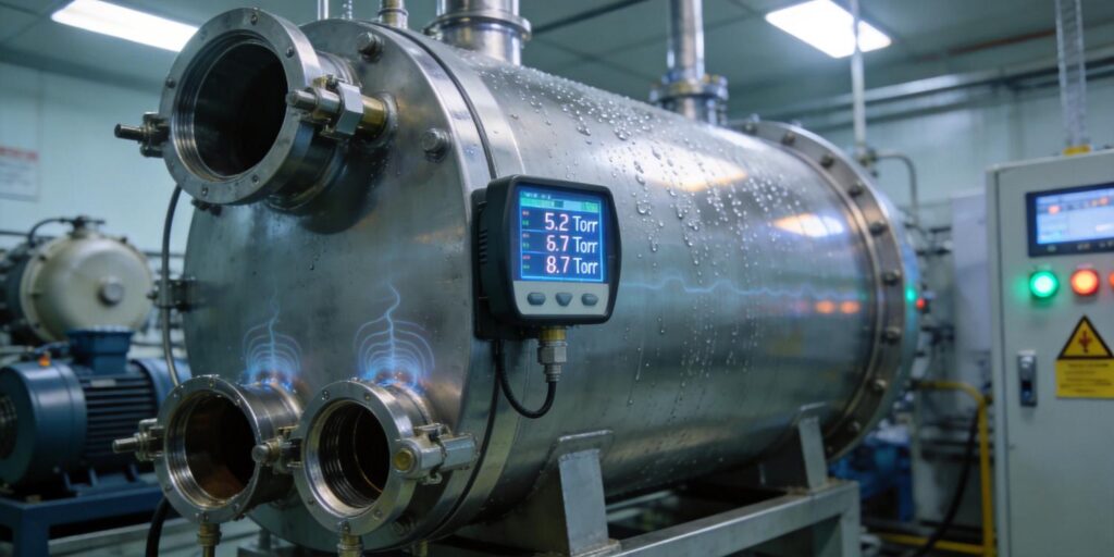 Vacuum gauge monitoring chamber during gas backfill process